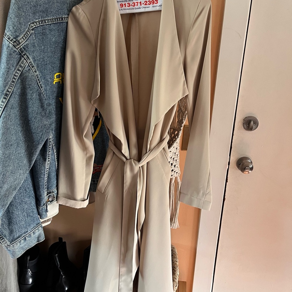 Cream express wrap coat